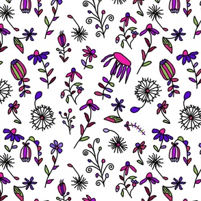 Ditsy Floral Pattern in Hot Pink and Purple