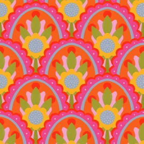 Pink scallop floral pattern 4k 150 spoonflower