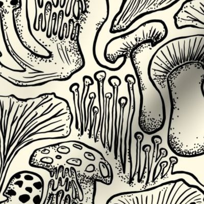The Mushroom Garden - Small - fall, mushrooms, botanical, fungi, fungus