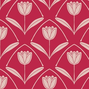 Magenta and blush tulip pattern small scale