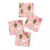 Vintage Christmas ornaments - blush pink Christmas xmas fabric small scale