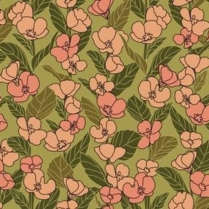 ditsy buttercups vintage green