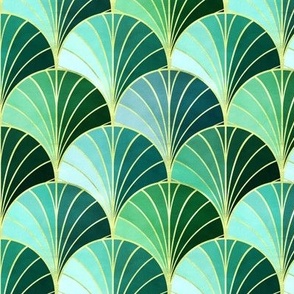 Ocean Inspired Art Deco Scales - Sea Green (Small)