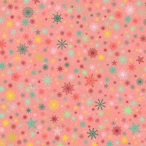 snowflakes multi light coral medium scale