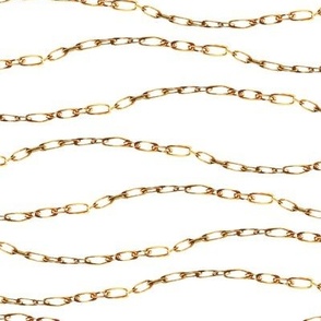 Waves of Gold Chains on White