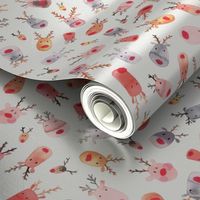 Rudolph Reindeer Christmas Fabric Snow White Small 