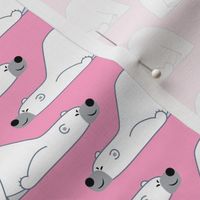 Cute Funny Polar Bears Small on Pink background