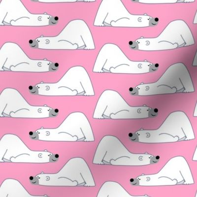 Cute Funny Polar Bears Small on Pink background