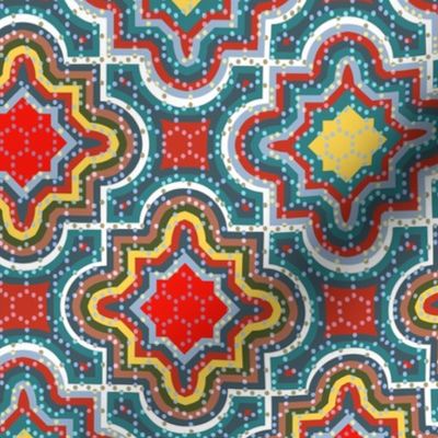 Large Scale Red Yellow Turquoise Chevron Jigsaw