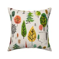 Autumn trees Orange green beige Jumbo Large