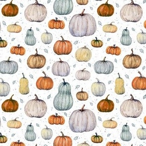 pumpkins on white with dots. Small scale