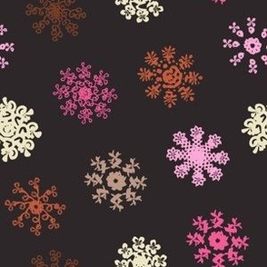 Midcentury Embroidery Snowflakes  in Expresso Brown