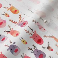 Deer Rudolph Reindeer Christmas Fabric White Small