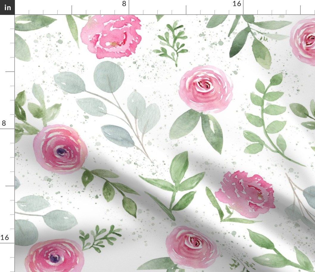 Pink and Green Watercolor Farmhouse Floral