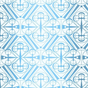 Art Deco Gradient Pattern on Blue / Large Scale
