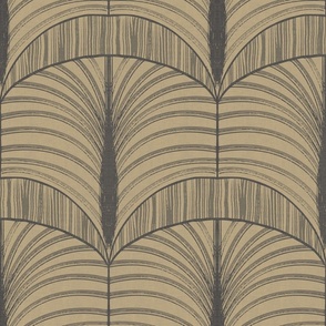 Fan 1920 Wallpaper-gray on soft gold -12x18 