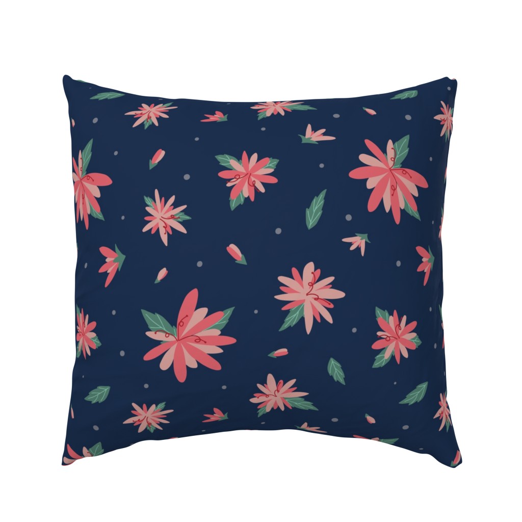 Dahlias navy 18x18