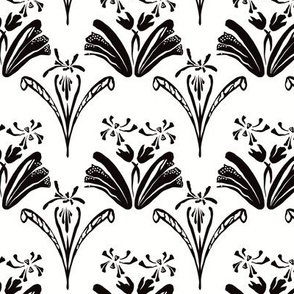 Abstract Tulip Damask 003 - Black and white