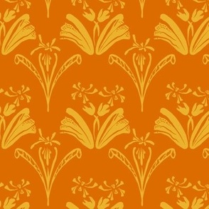 Abstract Tulip Damask 003 - Orange Dark Yellow