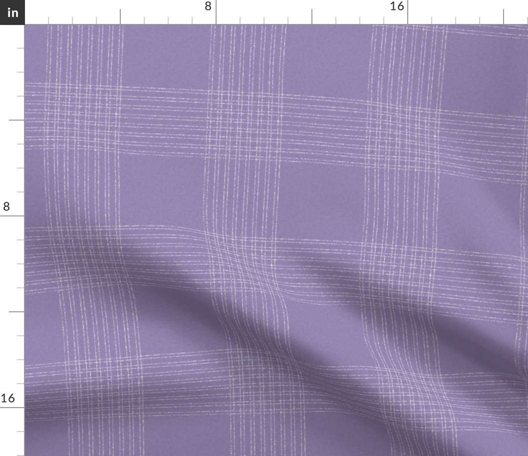 Crossover Plaid Dark: Violet Purple & Cream Linear Plaid