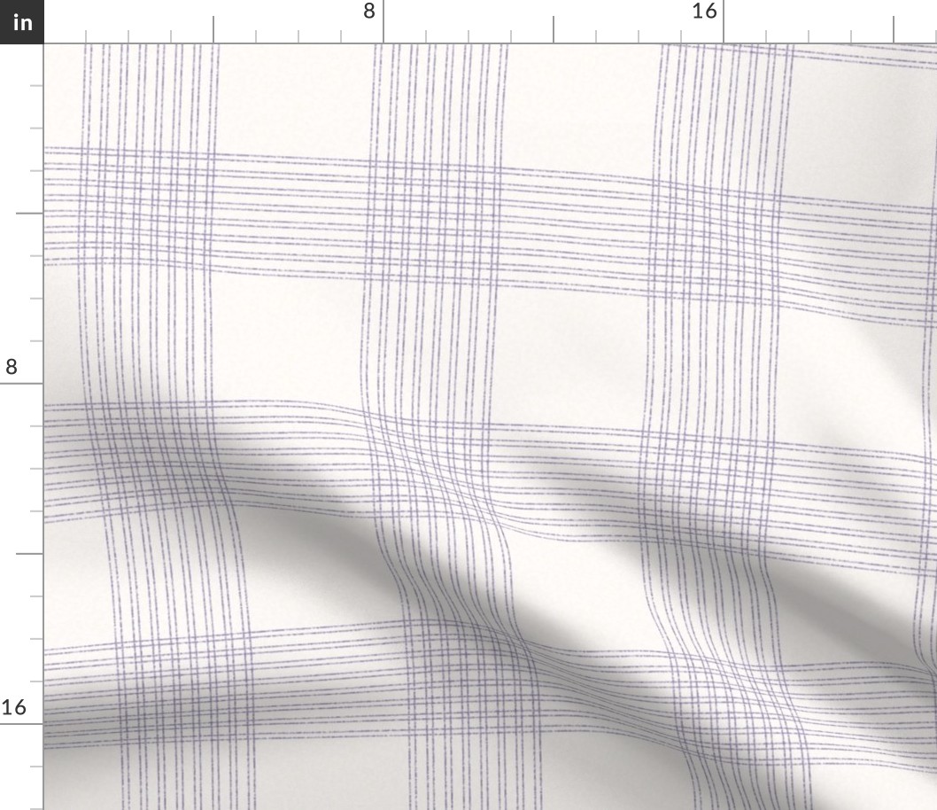 Crossover Plaid: Cream & Violet Purple Linear Plaid