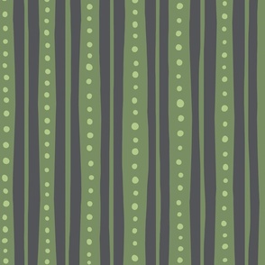 Tropical Stripes - tiare, tropical, green stripes, green dots 