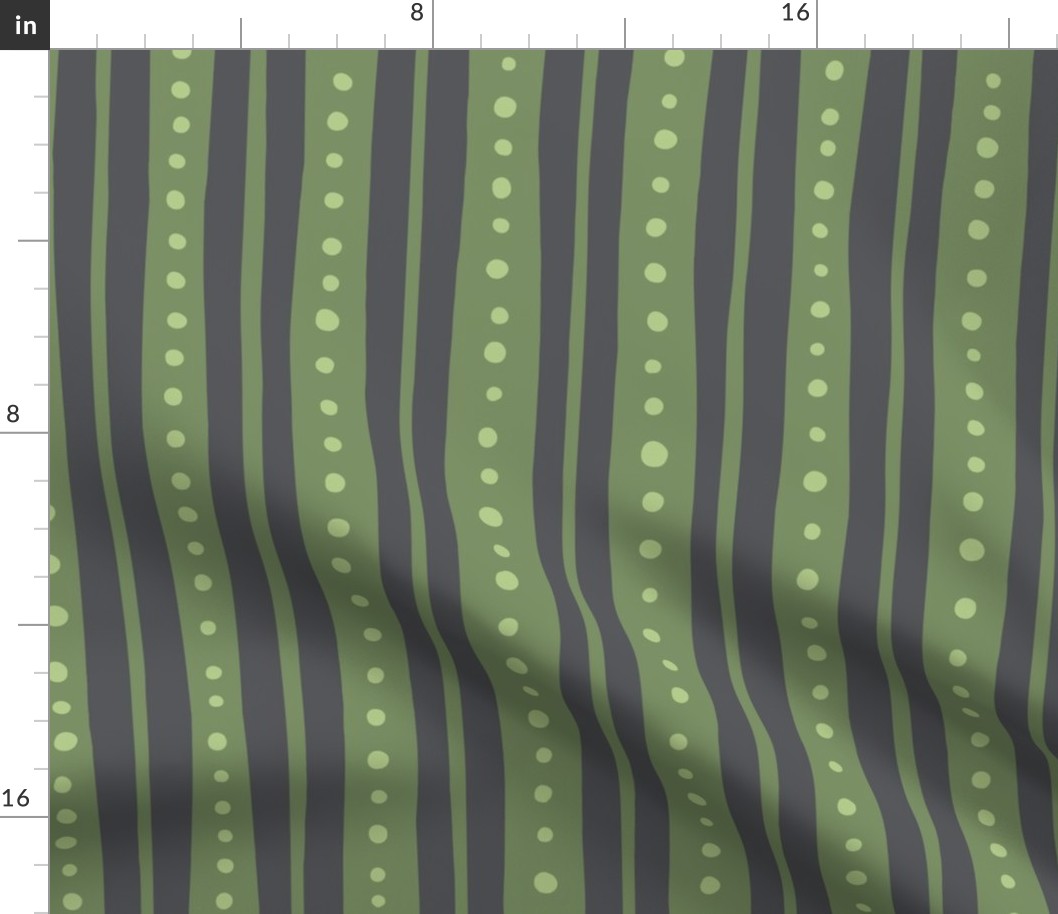 Tropical Stripes - tiare, tropical, green stripes, green dots 