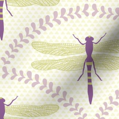 Dragonfly - Pistachio and Purple (Medium Scale)
