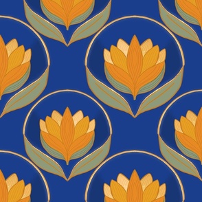Golden Lotus Pond.Large scale wall paper