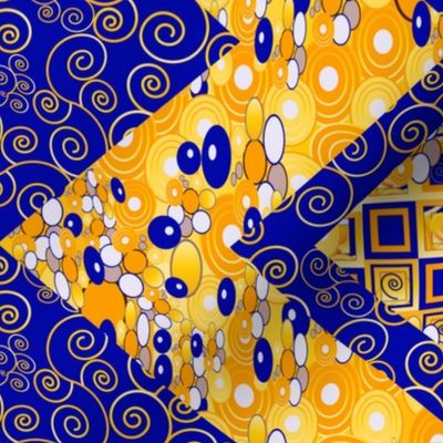 Klimt-esque zig zag cheater quilt or table cloth