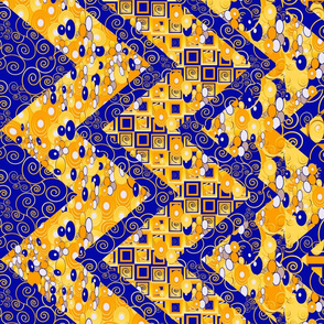 Klimt-esque zig zag cheater quilt or table cloth