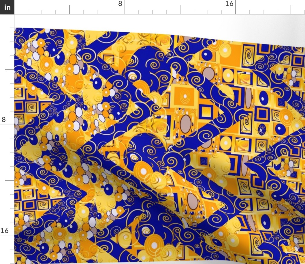 Klimt-esque zig zag cheater quilt or table cloth