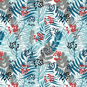 Tropical Leaves on White (Tropical Flamingo Collection)