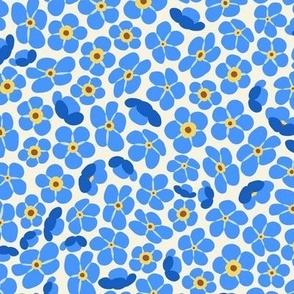 Blue Forget-Me-Not Flowers on White