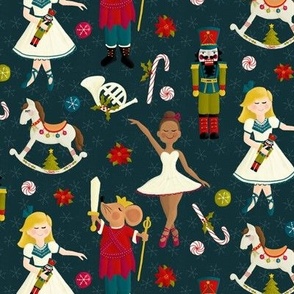 Nutcracker Christmas Ballet on Midnight Blue by Angel Gerardo