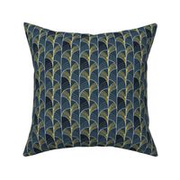 Ebb and Flow - Art Deco Geometric Midnight Blue Gold Small Scale