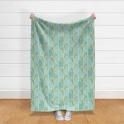 Ebb and Flow - Art Deco Geometric Mint Aqua Gold Large Scale