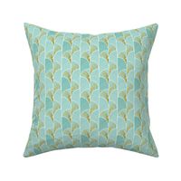 Ebb and Flow - Art Deco Geometric Mint Aqua Gold Small Scale