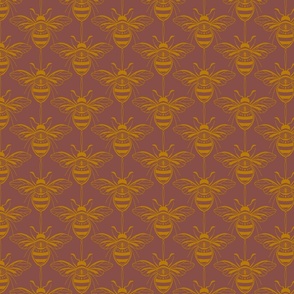 Bee Studies Gold on Mauve