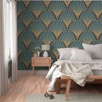 noble ombre in shades of teal - extra large scale