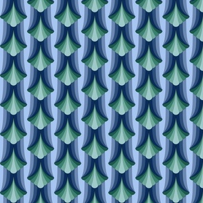 5" rep 1920s art deco shells blue green
