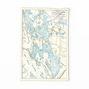 Muskoka Lakes Vintage Map (Tea Towel & Wall Hanging size)