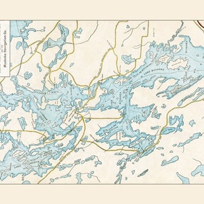 Muskoka Lakes Vintage Map (Tea Towel & Wall Hanging size)