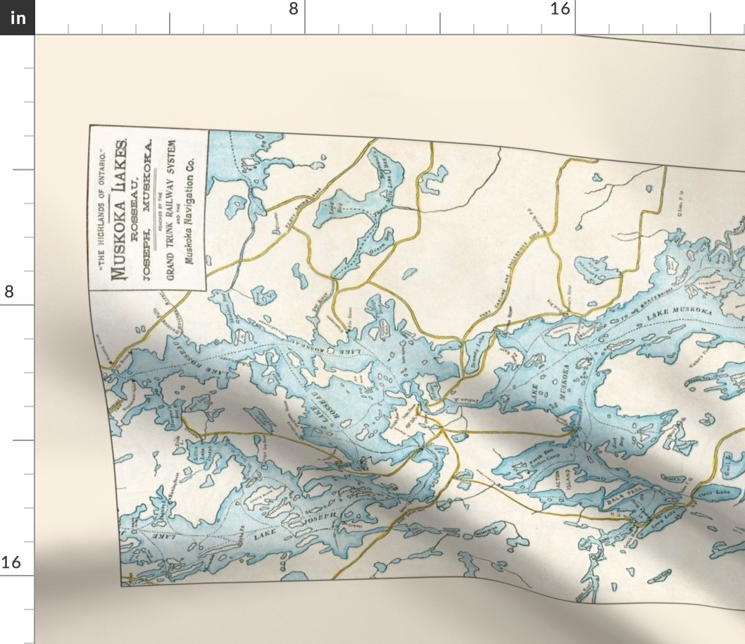 Muskoka Lakes Vintage Map (Tea Towel & Wall Hanging size)