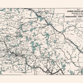 Algonquin Park 1922 Vintage Map (Tea Towel & Wall Hanging size)