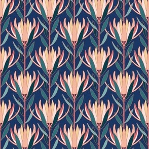 Mini Art Deco Australian Native Leucadendron Flowers with Schiava Blue Background
