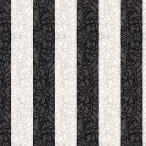 Vintage Victorian Stripes with Vines in Black and White
