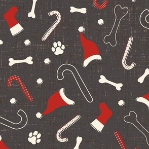 Retro 1950s Happy Dog Candy Canes on Charcoal Gray