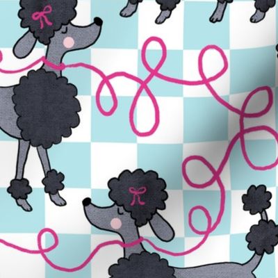 Favorite Things: Poodle Walk, Blue Check- Large