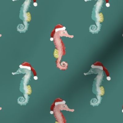 Christmas, Seahorse, Stockings, Teal, Pink, Dark Teal, Green, Coastal, Holiday, JG Anchor Designs, #coastal #seahorse #christmas